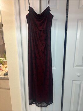 Red and Black Beaded Evening Gown